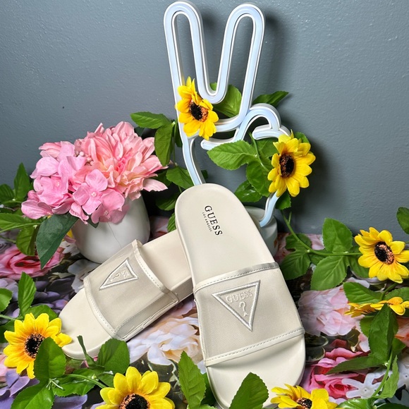 GUESS Women's Beige Slide Sandals - Picture 3 of 14